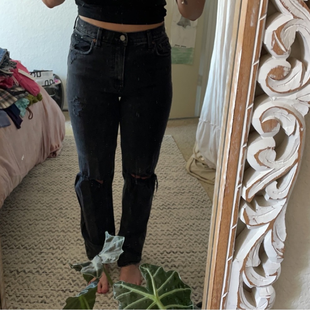 abercrombie and fitch ripped black jeans
